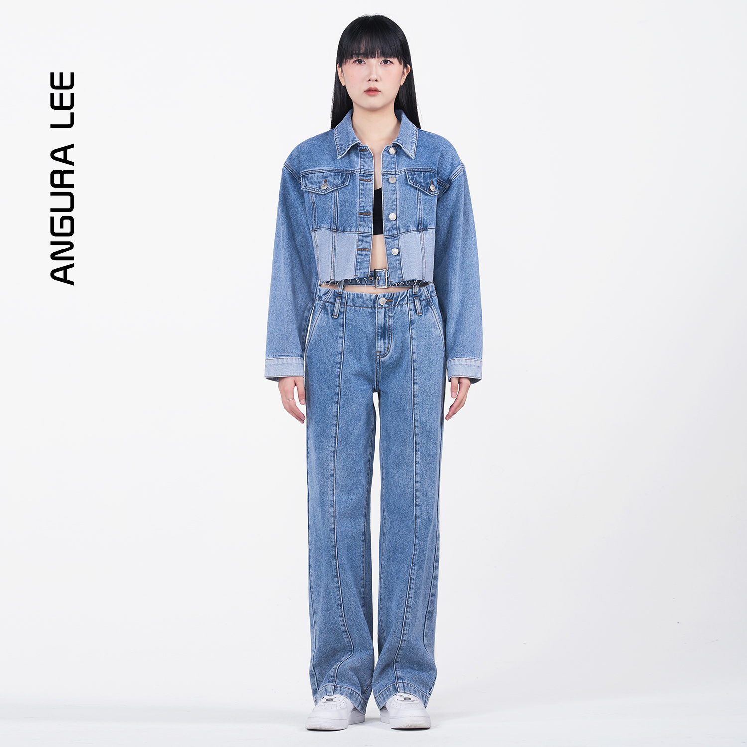 春夏經典水洗淺藍女裝牛仔短裝外套